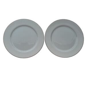 Lace Bouquet Salem China Company Etched Dinner Plate Platinum Trim Set of 2